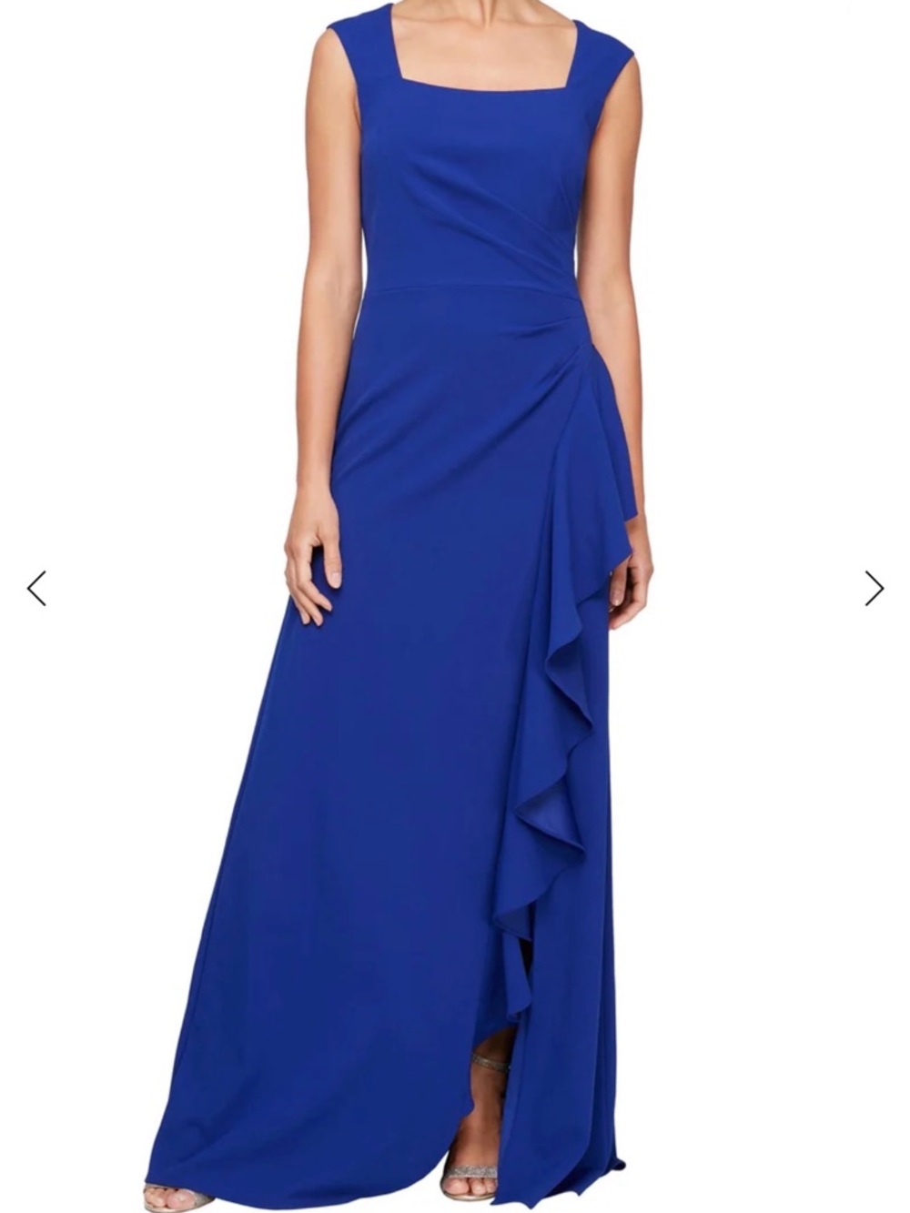 NWT Alex Evenings Cascading Ruffle Maxi Dress Royal Blue Size 14 Retail $209.00